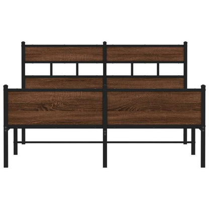 Bed frame without mattress in Brown Oak Metal 160x200cm