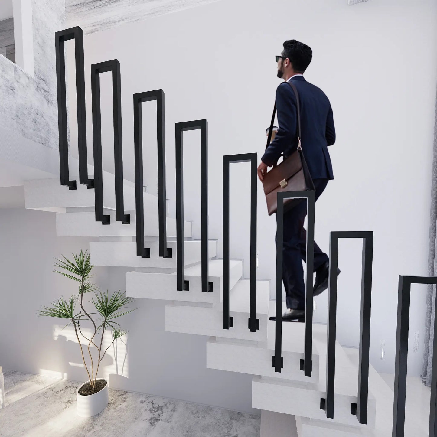 Trapleuning – Leuning, Handgreep, Trapleuning Hoek, Balkonleuning – Verstelbaar 85-100 cm – Roestvrij Staal – U-Vormig Design
