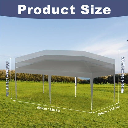Pop-up Partytent – Vouwtent – Markttent – Paviljoen – Tent – Grijs – 3x6 Meter – Stalen Frame