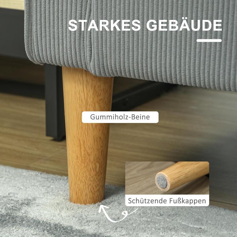 2-Zitsbank – Slaapbank – Loveseat – Bank Met Opbergruimte – Futonbank – Compact Design – Massief Houten Poten – Dik Schuim