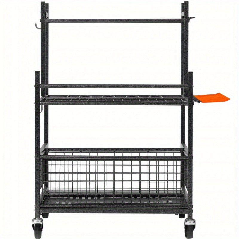 Tuingereedschap Organizer – Gereedschaphouder – Tuinopberger – Tuinrek – Metalen Organizer – Koolstofstaal – Met Wielen