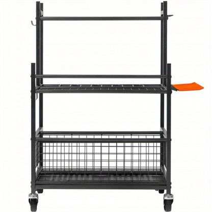 Tuingereedschap Organizer – Gereedschaphouder – Tuinopberger – Tuinrek – Metalen Organizer – Koolstofstaal – Met Wielen