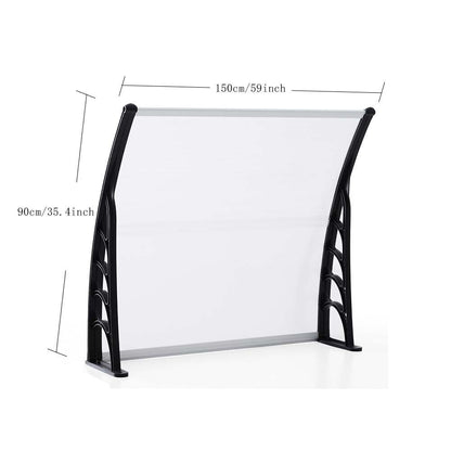 150cm Durable Polycarbonate Door Canopy Awning - Easy Assembly, Weather-Resistant Outdoor Shade for Front & Back Porch
