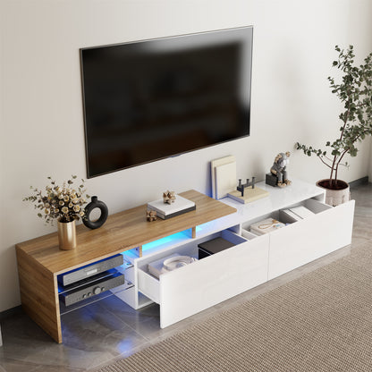 TV Meubel – Meubel TV Met Rangement – Entertainment Center – Table Voor TV – TV Kast – Glazen Planken – Hoogglans Wit Afwerking – Duurzame Niet-Houten Constructie