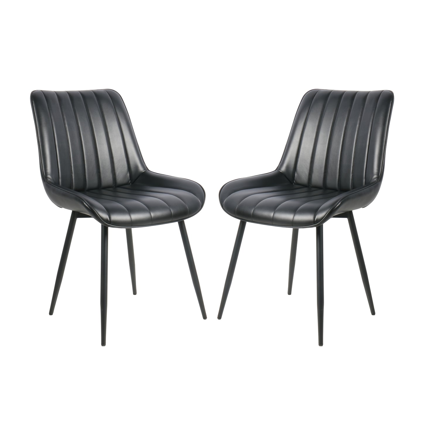 Eetkamerstoelen – Stoelen – Keukenstoelen – Caféstoelen – Zwarte Stoelen Set van 2 – Ergonomisch Design – Stevige Metalen Poten
