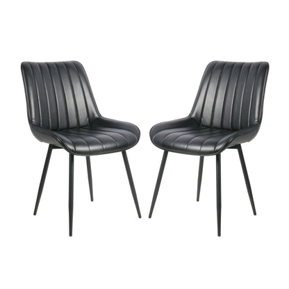 Eetkamerstoelen – Stoelen – Keukenstoelen – Caféstoelen – Zwarte Stoelen Set van 2 – Ergonomisch Design – Stevige Metalen Poten