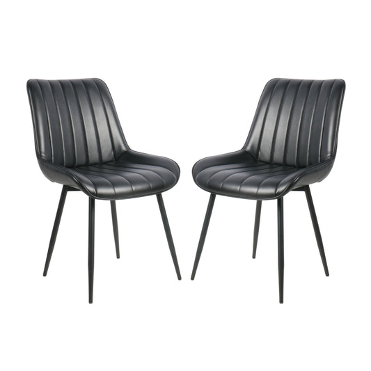 Set of 2 Dining Chairs | Classic Ergonomic Dining Room Kitchen Side Chairs with Seat and Metal Legs for Restaurant/Cafe - MERXENG