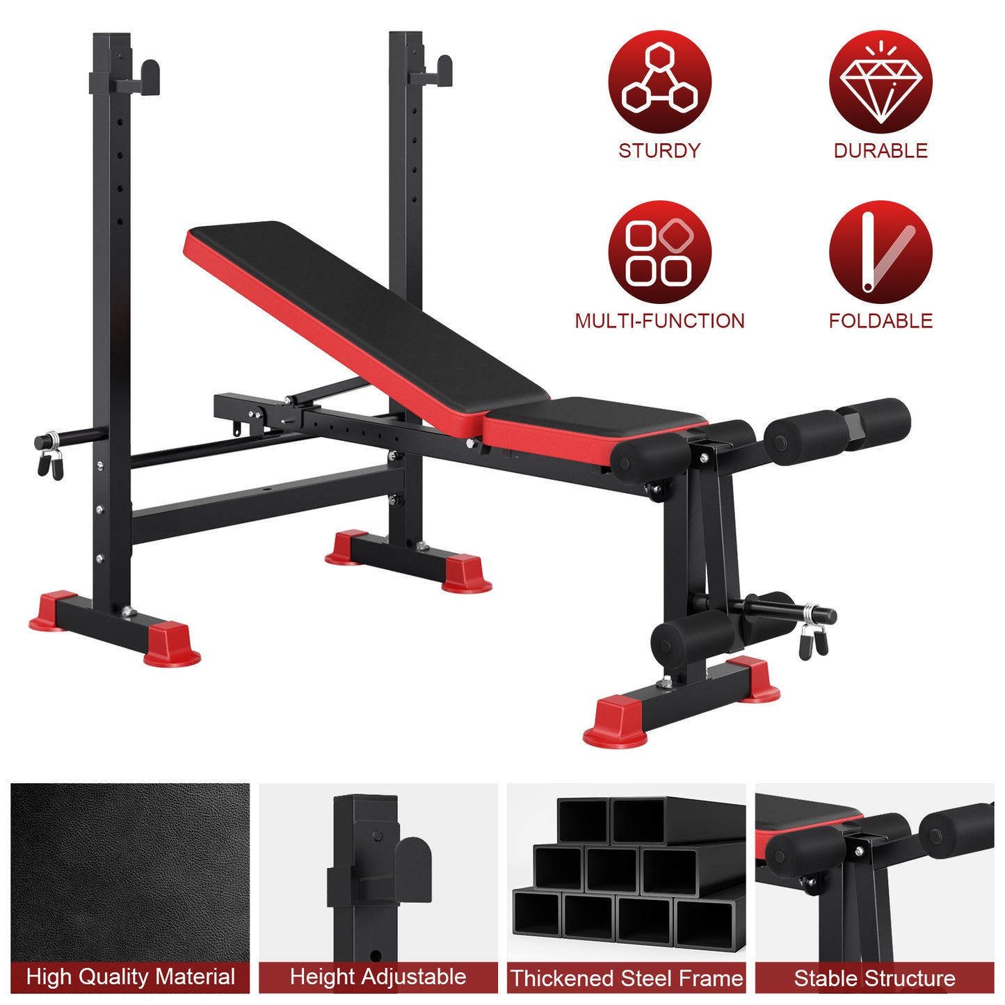 Adjustable Weight Bench Press - Heavy-Duty Home Gym Bench with Weight System Compatible for weightlifting, Weight Training | Durable Metal Frame, 3-Level Elbow Pads | / Strength Training Equipment (Commercial & Home Use) -