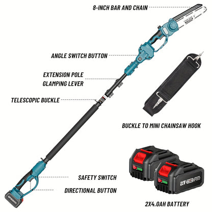 Kettingzaag – Snoeizaag – Takkenzaag – Mini Kettingzaag – Accu Kettingzaag – 800W Brushless Motor – Verstelbare Steel 20 cm