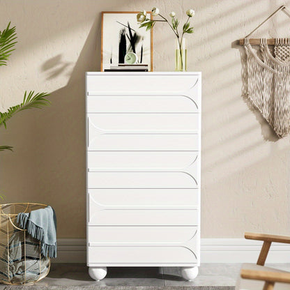 Ladenkast – Ladekast – Commode – Opbergkast – Metalen Kast – Wit – 5 Lades – Modern Relieff Design – Vrijstaand – Afgeronde Hoeken