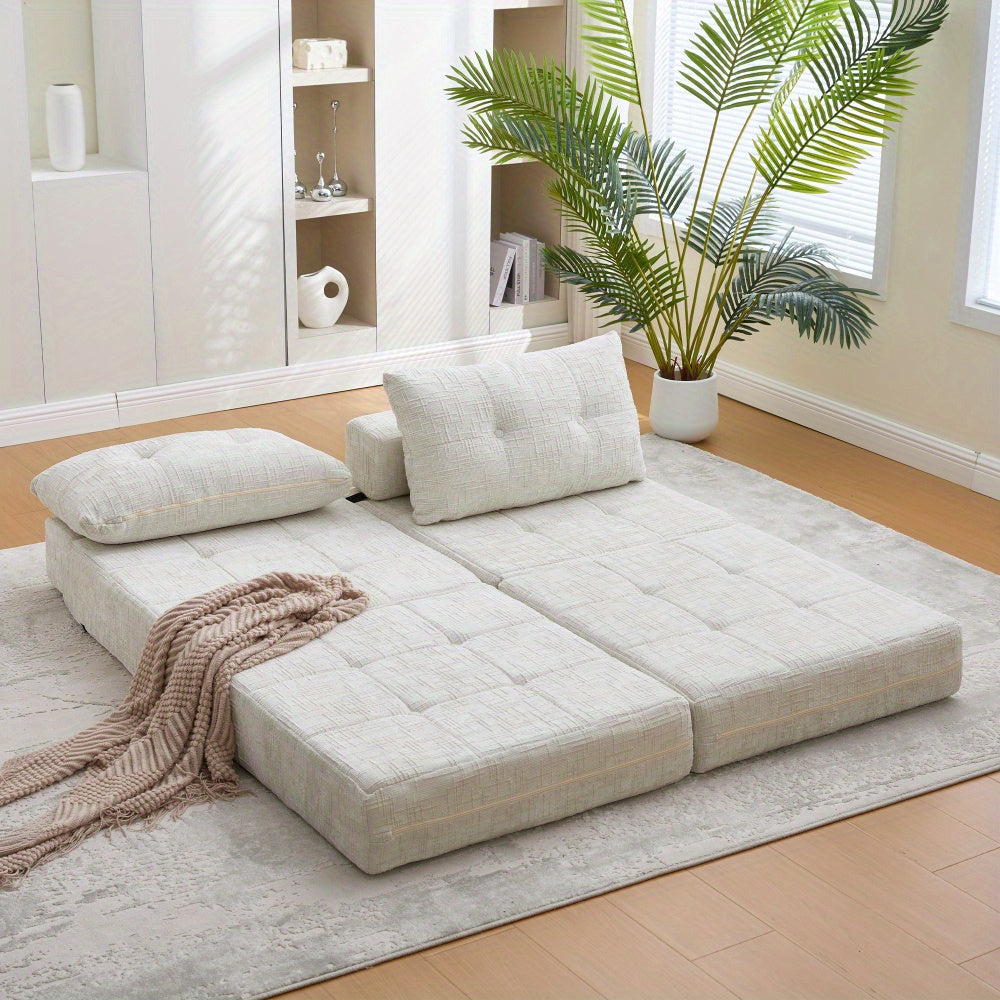 Slaapbank – Sofa – Bedbank – Slaapstoel – Logeerbed – Inklapbaar Ontwerp – Stevig Duurzaam Frame – Beige