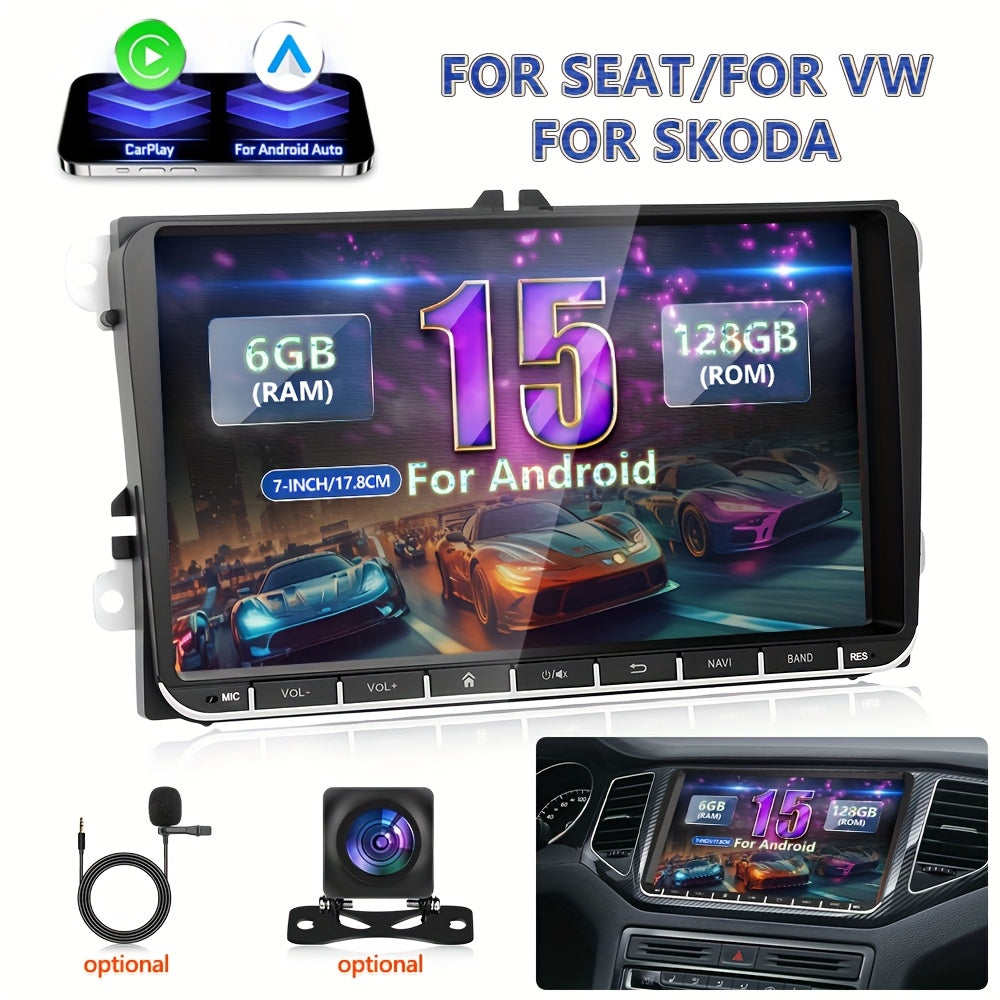 Android Autoradio – Car Stereo – Multimedia Systeem – Double Din Navigatie – Touchscreen – 9 Inch Capacitive Display – Wireless CarPlay & GPS – Inclusief Achteruitrijcamera en Microfoon