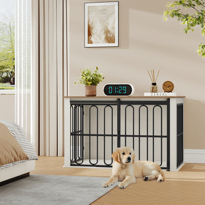 Heavy-Duty Wooden Dog Crate Furniture - Dual-Purpose Pet Cage & Side Table with Sliding Doors, Large Entry/Exit, Sturdy Wooden Construction, Space-Saving Design for Small/Medium/Large Dogs - Ideal for Living Room, Bedroom, Of