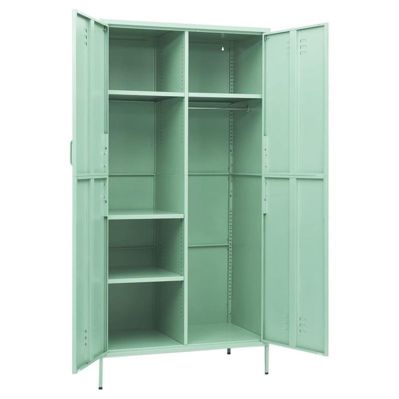 Mintgroene Stalen Kast – Opbergkast – Kledingkast – Bergkast – Vrijstaande Kast – Stevig Staal – Compact 98 cm Hoog