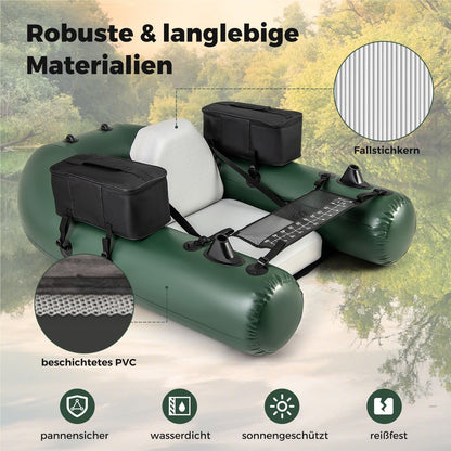 Opblaasbare Vissersboot – Rubberboot – Bellyboot – Visboot – Peddelboot – Met Verstelbare Rugleuning – Lichtgewicht 100 Kg Belastbaar – Afmeting 157x114x35 cm