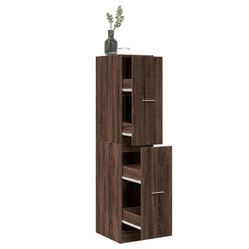 Apothekerskast – Medicijnkastje – Opbergkast – Badkamerkast – Vakkenkast – Eikenlook Hout – Compact 30x41x144,5 cm