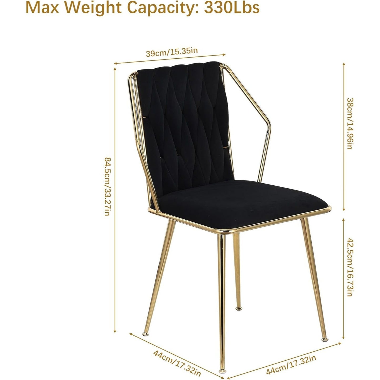 Eetkamerstoel – Stoel – Bureaustoel – Keukenstoel – Woonkamerstoel – Zwarte Velvet Bekleding – Stevig Metalen Frame