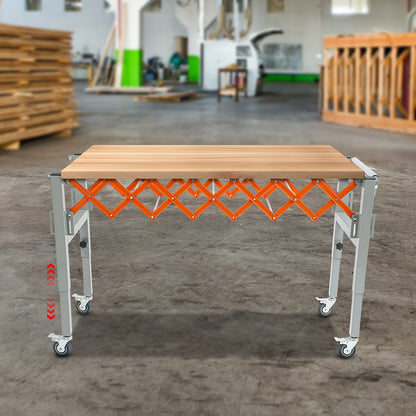 Verstelbare Transporttafel – Transporttafel Trolley – Werkbank – Transportwagen – Vouwbare Transporttafel – Robuuste IJzeren Constructie – Verstelbare Lengte 46-130 cm & Hoogte 50-80 cm – Met 4 Zwenkwielen Met Remmen