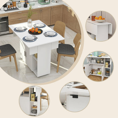 Uitklapbare Eettafel – Uitschuifbare Tafel – Opklapbare Eettafel – Verlengbare Keukentafel – Klaptafel – Wit – 100x70x77 cm – Met Wieltjes – Ruimtebesparend