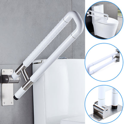 Opklapbare Badkamerhandgreep – Steunbeugel – Wandsteun – Toiletbeugel – Veiligheidsbeugel – Roestvrij Staal – Antislip Oppervlak – 226,8 kg Draagkracht – Ruimtebesparend 90° Flip-Up – Wit – 60 cm