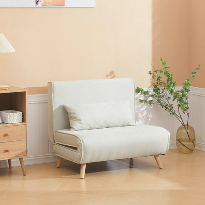 Slaapbank – 2-in-1 Slaapstoel – Bedbank – Loungestoel – Fauteuil – Verstelbare Rugleuning – Compact Formaat 94x78x80 cm – Scandinavisch Design Creme