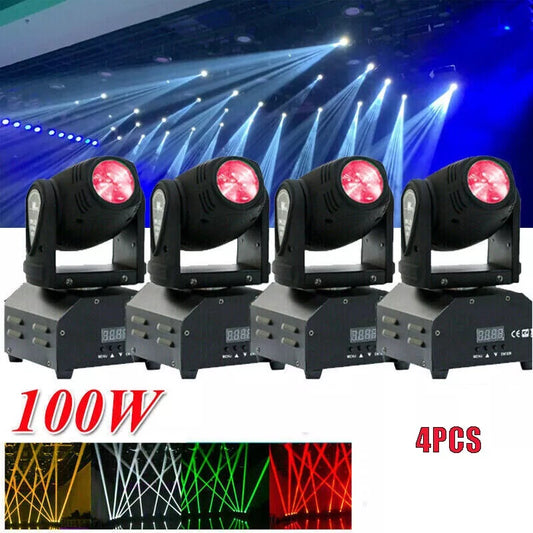 4-Pack RGBW LED Moving Head Licht – Stage Spot – DJ Disco Lamp – Party Verlichting – DMX512 – 270W Krachtig – 4-in-1 RGBW LED