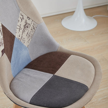 Eetkamerstoel – Keukenstoel – Stoel – Kuipstoel – Bureaustoel – Patchwork Bekleding – Beukenhouten Poten – Ergonomisch Design – Geschikt Tot 100 kg