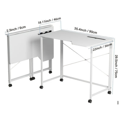 Bureau – Schrijftafel – Werktafel – Computertafel – Inklapbaar Bureau – 90x56x75 cm – Stevig Stalen Frame – Mobiel Met Wieltjes