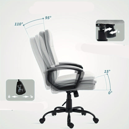 Bureaustoel – Office Chair – Draaistoel – Kantoorstoel – Bureaustoelen – Ergonomisch Design – Verstelbare Zithoogte – Rocking Functie – Wit Frame Met Grijze Bekleding