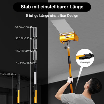 Afwerkbox – Stucgereedschap – Plamuurbox – Vulmiddelbox – Muurplamuur Set – Verstelbare Steel 90-150 cm – Lichtgewicht Aluminium