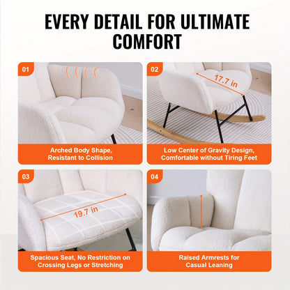 Schommelstoel – Glijstoel – Schommelstoel Baby – Relaxstoel – Loungestoel – Velvet Bekleding – Handmatig Glijdend Mechanisme – Hoge Rugleuning – Max 113,4 kg Draagkracht