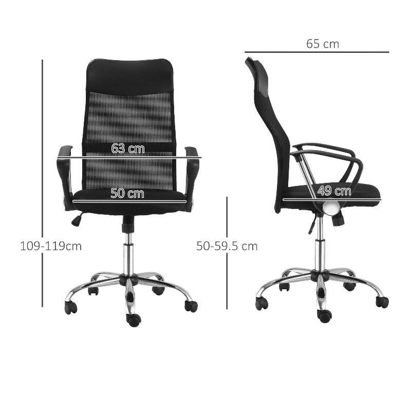 Bureaustoel – Office Chair – Gamestoel – Draaistoel – Kantoorstoel – Verstelbare Hoogte – Ademend Mesh Rugblad – Zwarte Zitting