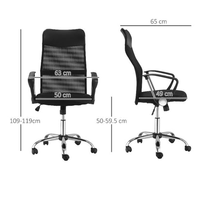 Bureaustoel – Office Chair – Gamestoel – Draaistoel – Kantoorstoel – Verstelbare Hoogte – Ademend Mesh Rugblad – Zwarte Zitting