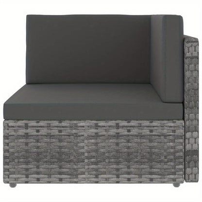 Loungebank Buiten – Loungeset Tuinbank – Buitenbank Modulaire Sofa – Allweather Bank Grijs – Weerbestendig Gevlochten Kunststof – Comfortabele Kussens Afneembaar