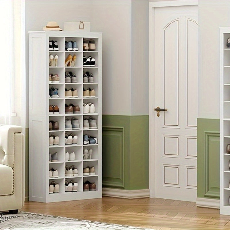 Schoenenkast – Schoenenrek – Schoenensysteem – Schoenopberger – Schoenenkast Wit – Vrijstaand – 30 Vakjes – Verstelbare Planken – Compact – Duurzaam Spaanplaat