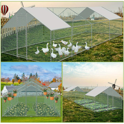 Kippenhok – Dierenhok – Konijnenhok – Pluimveestal – Buitenren – Gegalvaniseerd Metalen Frame – Weerbestendig en Ruim 3x3x2 m