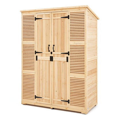 Houten Tuinkast – Buitenberging – Tuinberging – Tuinkast Opbergkast – Cederhout – Weerbestendig Dak – Grote Opbergruimte 147x198 cm
