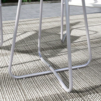 Bistro Set – Buitenmeubel – Tuinset – Terrasset – Balkonset – Weerbestendig Metalen Frame – Lichtgrijze Waterafstotende Kussens