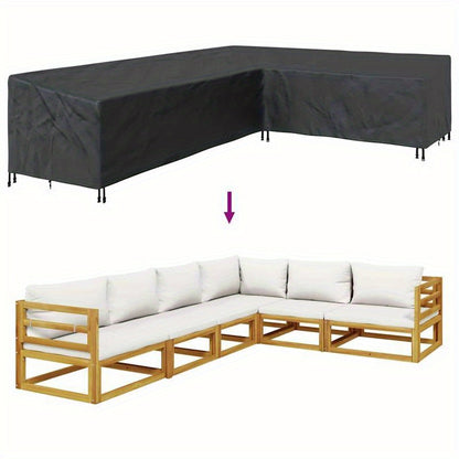 Tuinmeubelhoes – Loungedeksel – Buitenmeubelhoes – Patiohoes – Hoekbankhoes – Extra Groot 355x275x80 cm – Waterdicht 420D Oxford Polyester – UV-Bestendig Met Versterkte Naden – Zwart