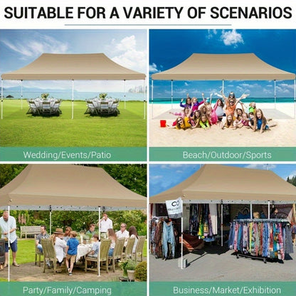 3x6m Vouwtent – Partytent – Pop-up Tent – Zonnetent – Eventtent – 6 Zijwanden – UV 50+ Zonbescherming – Eenvoudige Opzet – Khaki - QUORE