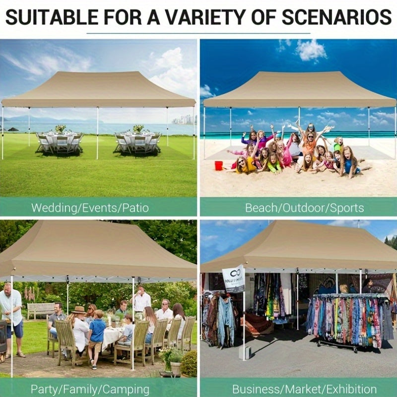 Tent – Partytent – Opzettent – Glamping Tent – Kampeertent – 3x6 Meter – Inclusief 6 Zijwanden – UV 50+ Bescherming – Pop-up Snel Opzetten – Blauw - QUORE