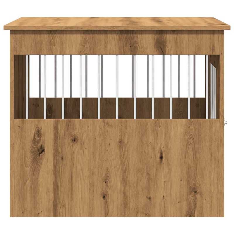 Hondenbench – Hondenkooi – Hondenhok – Hondenkooi Meubel – Hondenbox – Hout Met Metaal – Ventilatie Open Zijkanten – Vergrendelbare Deur – 55x80x68 cm – Stevig en Ruim