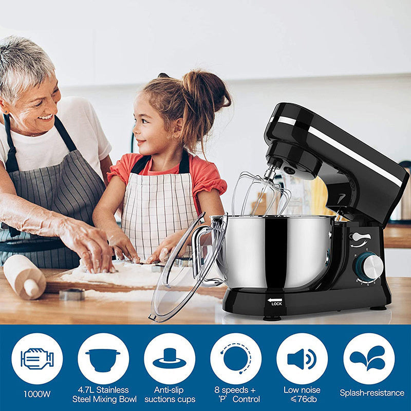 Elektrische Keukenmixer – Standmixer – Handmixer – Mixer Blender – Mixer Grinder – 4.2 Liter Mengkom – 6 Snelheden Met Deeghaak & Klopper – Zwart