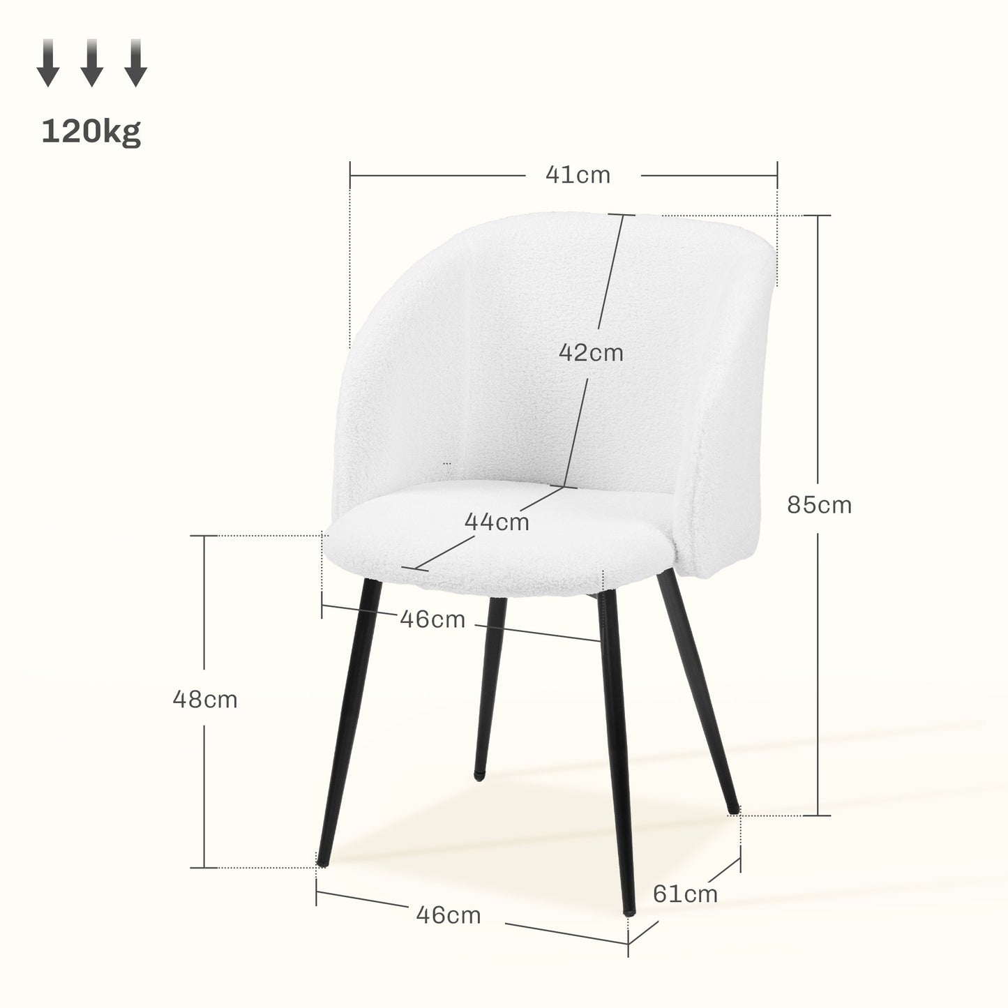 Eetkamerstoel – Keukenstoel – Stoel – Zitstoel – Woonkamerstoel – Set van 2 – Stof en Stalen Poten – 55x62x80 cm – Ergonomisch Comfortabel