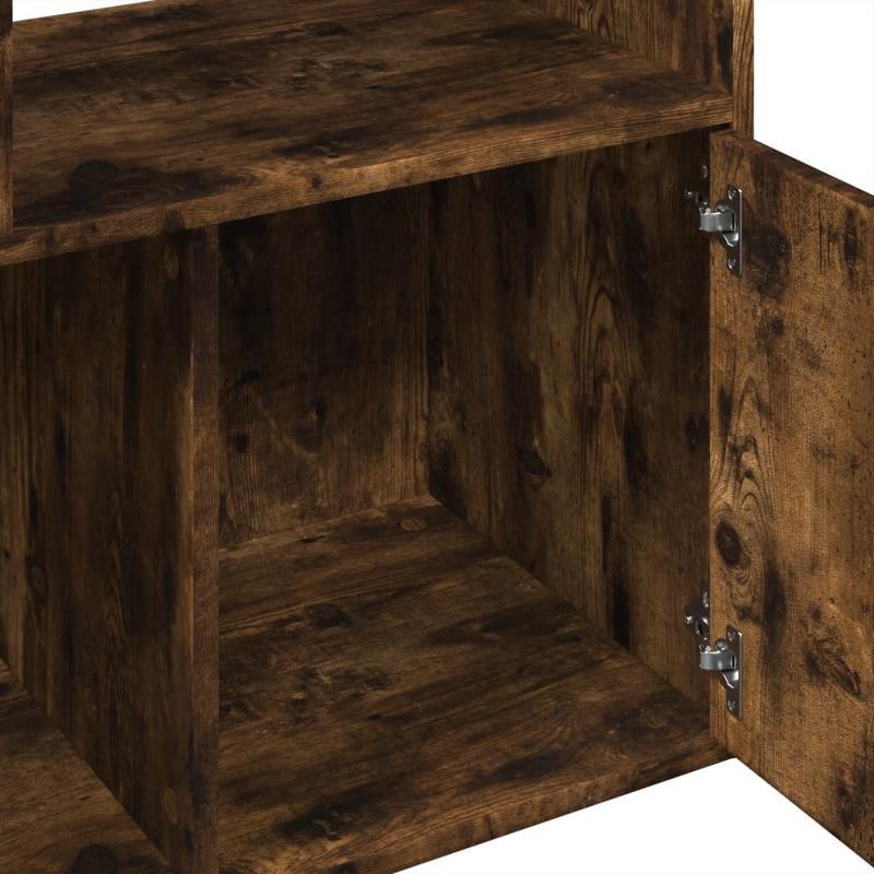 Bookshelf 70X36X189 Cm Made of Treated Wood in Smoked Oak Color. Vertical Shelves, Sturdy And Durable, Attractive, Ample Storage Space, Smooth Surface, Moisture-Resistant, Warp-Resistant, And Split-Resistant, Suitable for Off