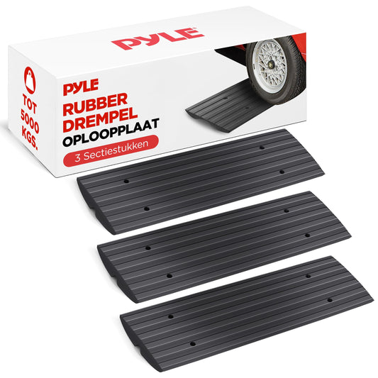 Drempelhulp – Drempelplaat – Oprittenplaat – Overrijplaat – Drempeloverbrugger – 3-delige Rubber Ramp – Flexibel & Robuust – 5 Ton Draaggewicht – Zwart