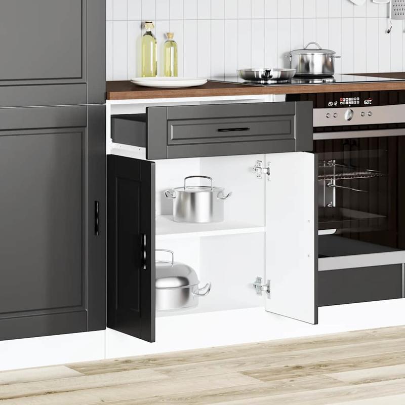 Keukenkastje – Wandkast – Opbergkast – Keukenkast – Kastje Zwart – MDF Hardhout – Ruimtebesparend Design – 2 Deuren 1 Lade