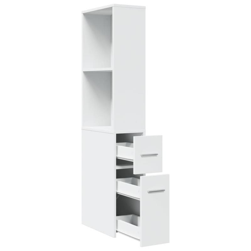 Badkamerkast – Badkamermeubel – Opbergkast – Kolomkast – Smal Kastje – Wieltjes – Hardhouten Materiaal – Lade En Bovenplank