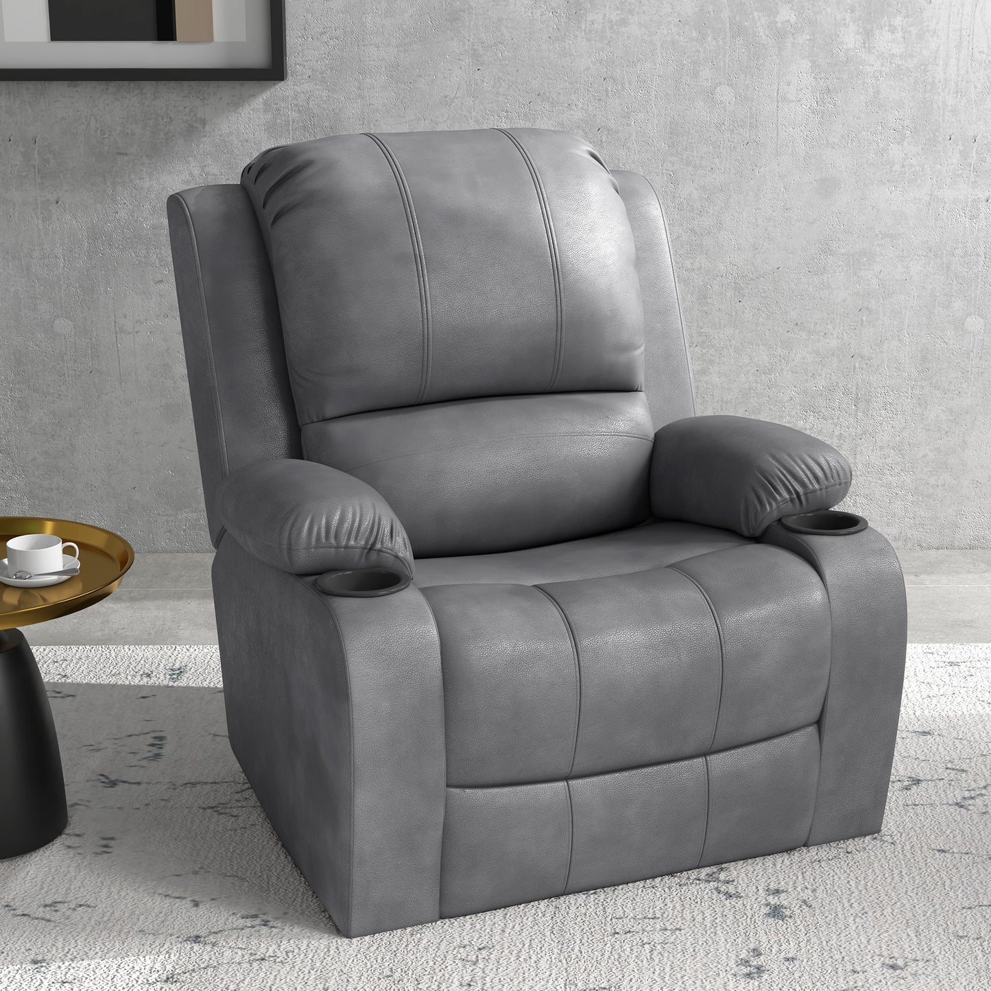 Relaxfauteuil – Fauteuil – Relaxstoel – Draaifauteuil – Schommelstoel – Grijs Microvezel – Verstelbare Rugleuning en Draaifunctie