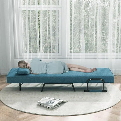 Bankbed – Slaapbank – Bedbank – Loveseat – Logeerbed – 4-in-1 Verstelbare Fauteuil – 6-standen Rugleuning – Metalen Frame – Afneembaar Kussen – Linnenstof